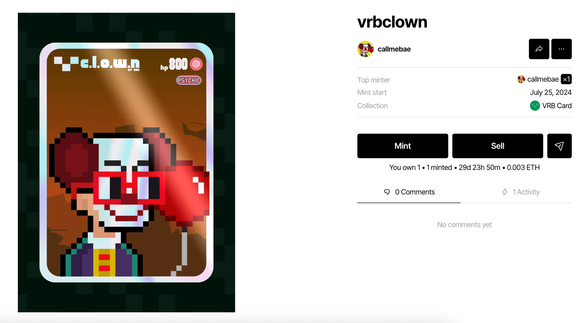 VRB CARD CLOWN